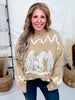 Brown & Ivory Sweater With Running Horse Graphic