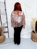 Floral & Leopard Print Chiffon Top With Ruffled Bell Sleeves