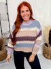 Blue & Lavender Striped Crochet Knit Sweater
