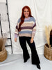 Blue & Lavender Striped Crochet Knit Sweater