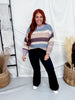 Blue & Lavender Striped Crochet Knit Sweater