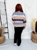 Blue & Lavender Striped Crochet Knit Sweater