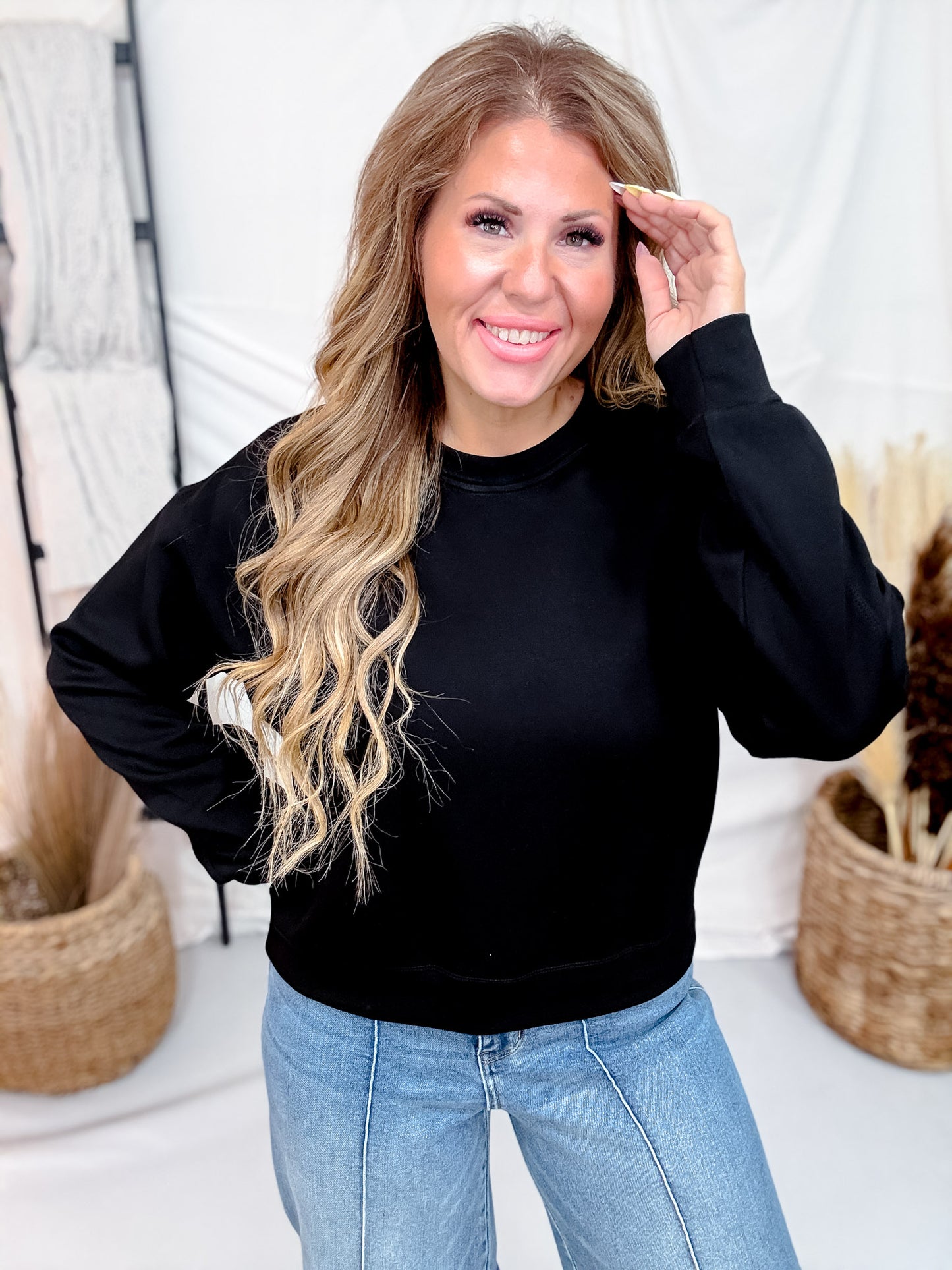 Ultra Soft Crew Neck Black Sweatshirt