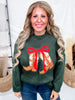 Dark Green Sweater With Festive Cowboy Boots