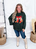 Dark Green Sweater With Festive Cowboy Boots