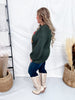 Dark Green Sweater With Festive Cowboy Boots