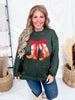 Dark Green Sweater With Festive Cowboy Boots