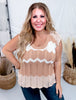 Tan And Cream Textured Knit Sleeveless Top