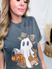 Leopard Print Patchwork Ghost Short Sleeve Graphic Tee
