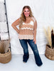 Tan And Cream Textured Knit Sleeveless Top