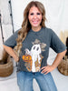 Leopard Print Patchwork Ghost Short Sleeve Graphic Tee