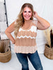 Tan And Cream Textured Knit Sleeveless Top
