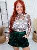 Emerald Green Velvet Hour Sequin Skort