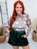 Santa Safari Long Sleeve Mesh Top With Lettuce Edge Trim