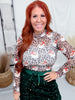 Santa Safari Long Sleeve Mesh Top With Lettuce Edge Trim
