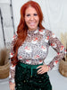 Santa Safari Long Sleeve Mesh Top With Lettuce Edge Trim