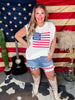 White American Flag Drop Shoulder Knit Pullover
