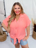 Solid Coral Short Sleeve Button Down