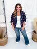 Navy & Rouge Long Sleeve Open Knit Cardigan