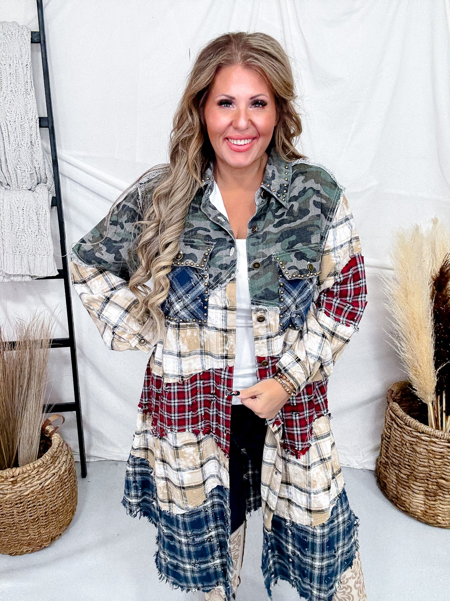 Long Sleeve Button Up Maxi Shirt Jacket