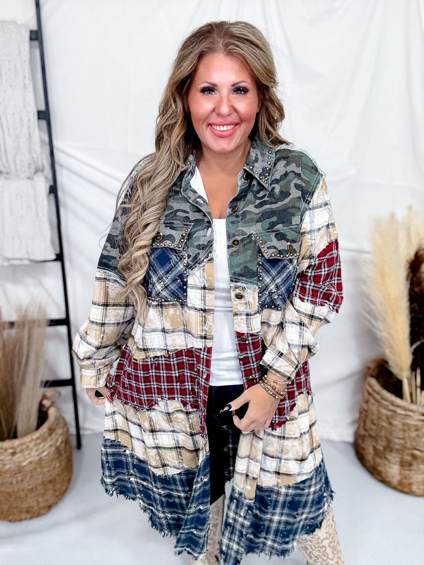 Long Sleeve Button Up Maxi Shirt Jacket