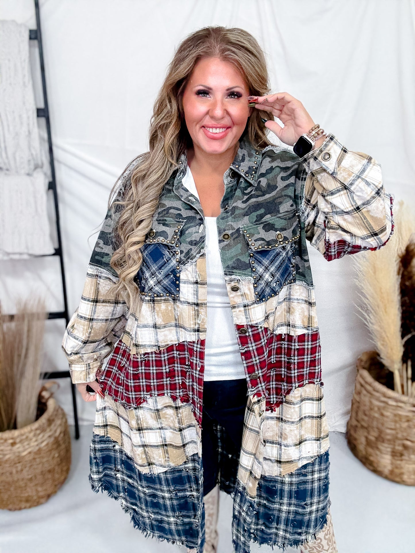 Long Sleeve Button Up Maxi Shirt Jacket