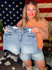 Judy Blue High-Rise Star Seam Detailed Denim Shorts
