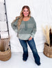 Pine Green Mixed Print Thermal Henley Top