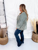 Pine Green Mixed Print Thermal Henley Top