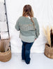 Pine Green Mixed Print Thermal Henley Top
