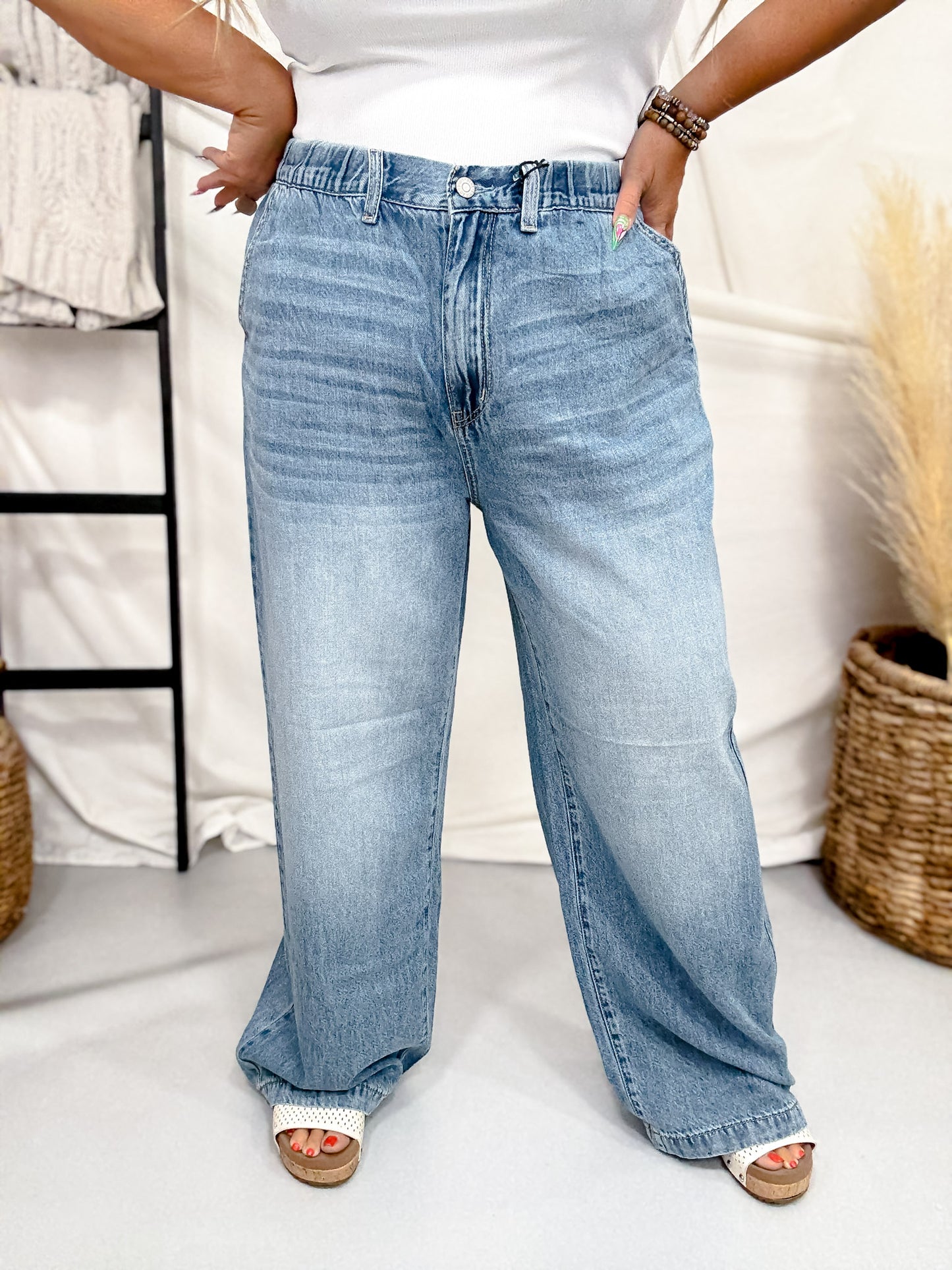 Judy Blue Featherweight Baggy Jeans W/ High Elastic Waist