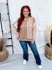 Mixed Floral & Stripe Print Long Sleeve Top In Caramel