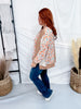 Mixed Floral & Stripe Print Long Sleeve Top In Caramel