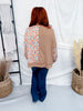 Mixed Floral & Stripe Print Long Sleeve Top In Caramel