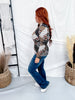 Black & Mocha Floral Patchwork Top With Lettuce Edge Hems
