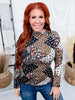 Black & Mocha Floral Patchwork Top With Lettuce Edge Hems