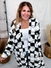 Black & White Checkered Ghost Print Cardigan