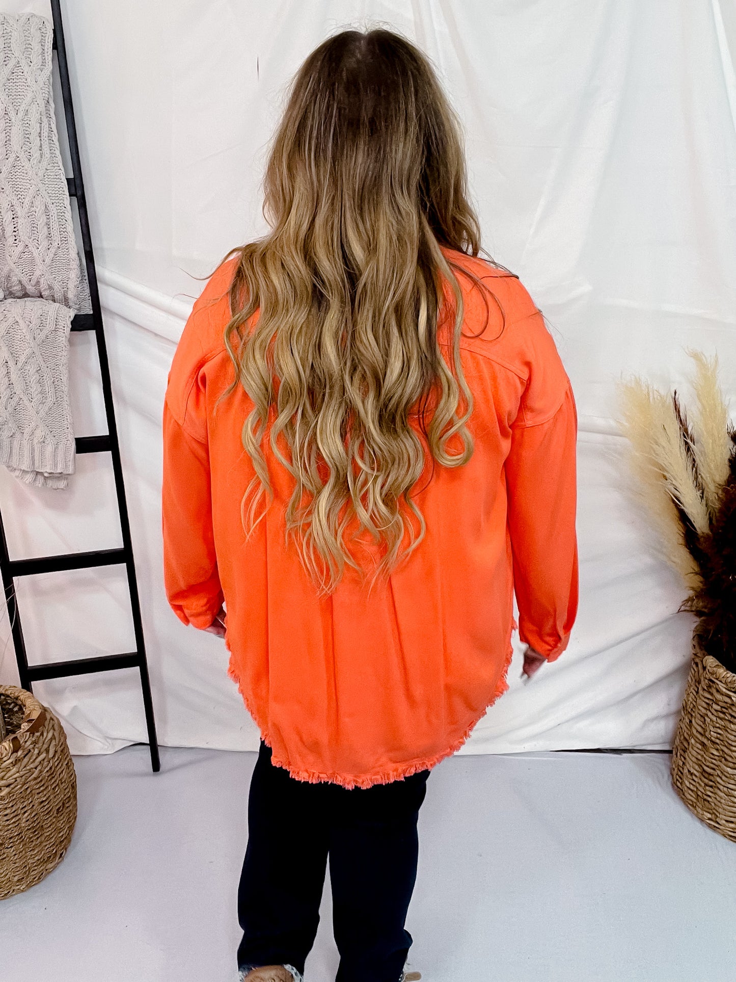 Raw Hem Long Sleeve Button Down