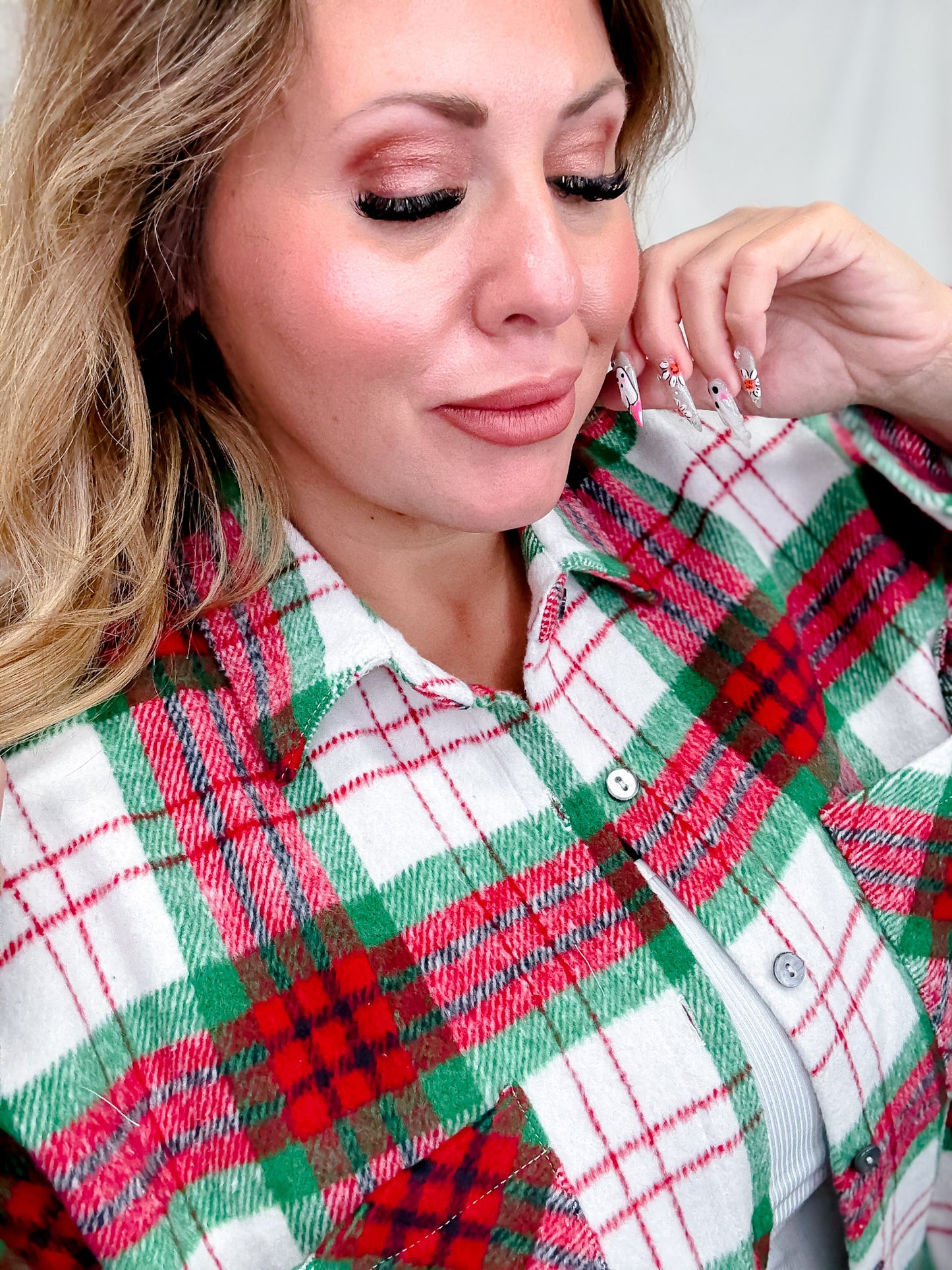 Long Sleeve Button Down Plaid Shacket