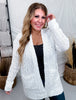 Off White Ribbed Long Sleeve Popcorn Cardigan W/ Pockets