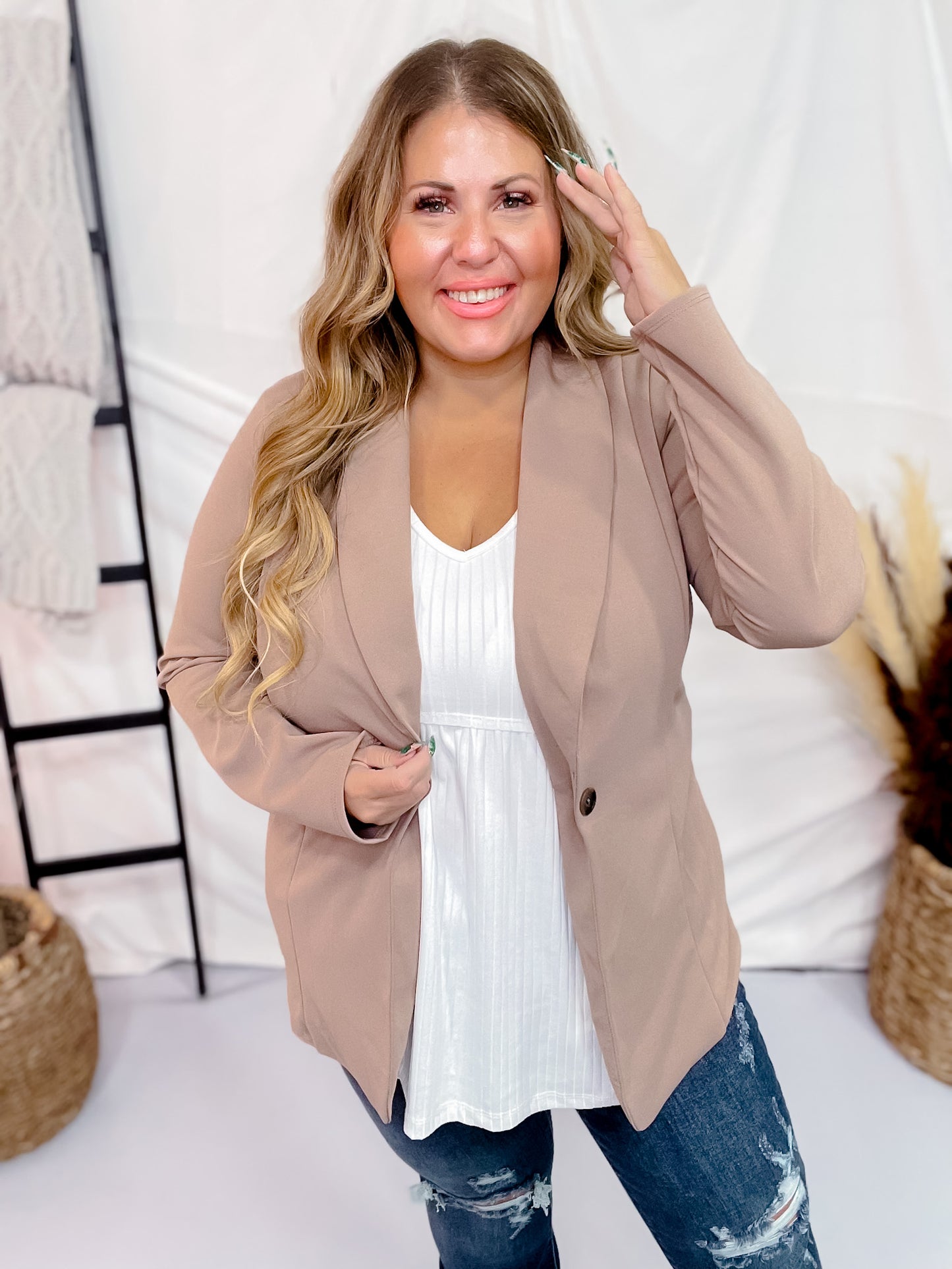 Long Sleeve Taupe Blazer
