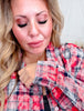 Bleach Distressed Red Plaid Hi-Lo Flannel