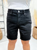 RFM Black High Waist Frayed Hem Bermuda Shorts
