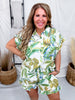 Tropical Leaf Print Short Sleeve Top & Shorts Set