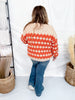 Orange & Beige Textured Button Up Sweater Cardigan