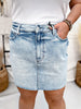 Judy Blue High Waist Light Wash Rigid Magic Denim Skirt