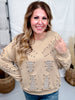 Mocha Distressed Sweatshirt W/ Studding Detail & Knit Liner