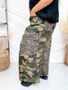 Mixed Print Leopard and Camo Cargo Pants