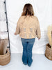 Mocha Distressed Sweatshirt W/ Studding Detail & Knit Liner