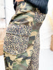 Mixed Print Leopard and Camo Cargo Pants